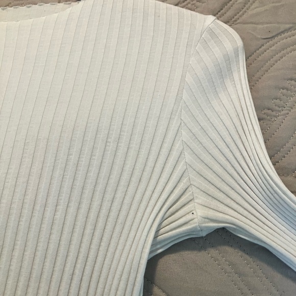 Ribbed Long Sleeve Top in Cream - Picture 3 of 7